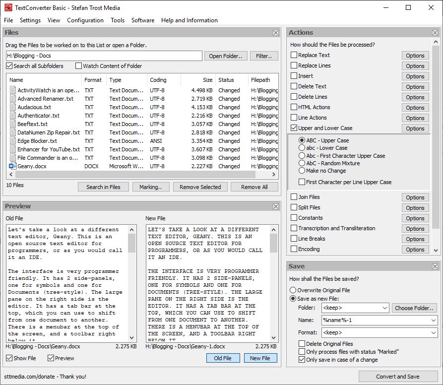 TextConverter is a batch document editing tool that has a lot of advanced options TextConverter-advanced-options.jpg