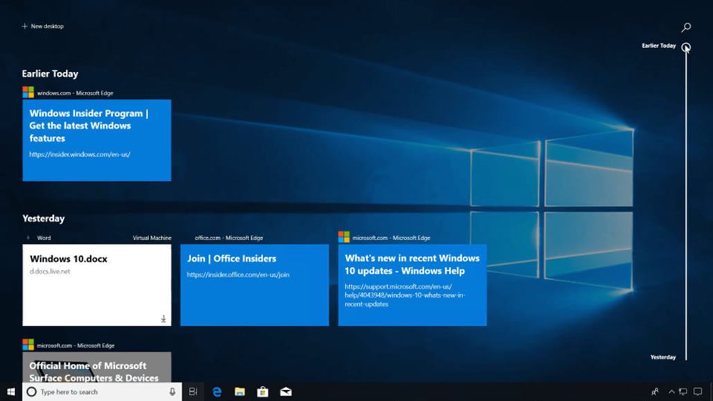What is the MS Windows feature that displayed my documents activity in timeline format? timeline-ease-of-use.png