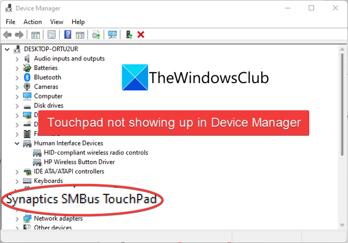 Touchpad driver not showing up in Device Manager of Windows 11/10 touchpad-not-showing-up-in-device-manager.png