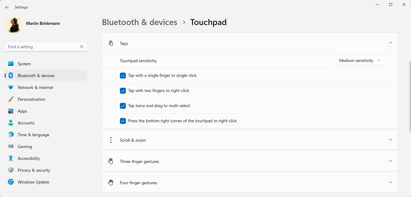 How to customize the touchpad on Windows 11 touchpad-taps-configure.png
