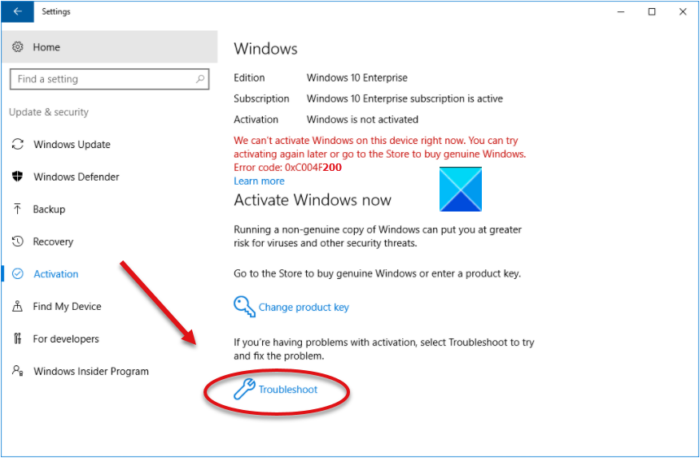 Fix Windows Activation error 0xc004f200 (Non-genuine) troubleshoot-activation-error-700x458.png