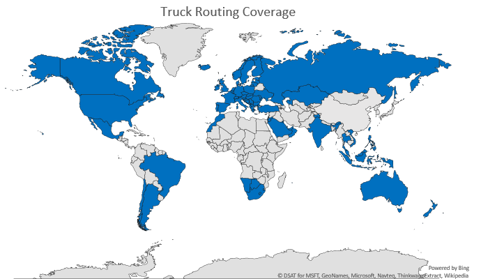New route traffic coloring feature for Bing Maps TruckRoutingCoverage.png