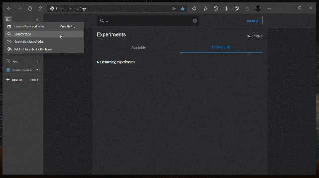 Microsoft Edge will allow you to search through your open tabs thanks to a new menu. tsbYsHevqEB4BdpOXUCEJrp-XI6Jxr380hJHDzLszk8.gif