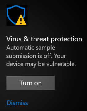 Constant notification about automatic sample submission being turned off. TuepZgn.png