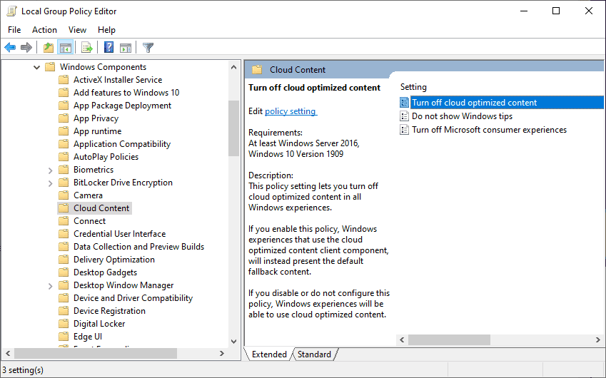 How to disable Windows 10's Programmable Taskbar feature turn-off-cloud-optimized-content.png