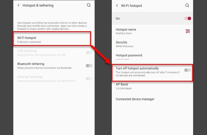 Fix Mobile Tethering Internet keeps disconnecting on Windows 11/10 turn-off-hotspot.jpg