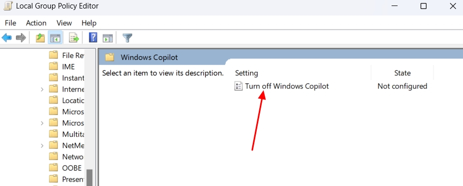Microsoft says uninstalling Copilot in Windows 10 isn’t supported for now Turn-Off-Windows-Copilot-option-in-the-Local-Group-Policy-Editor.jpg