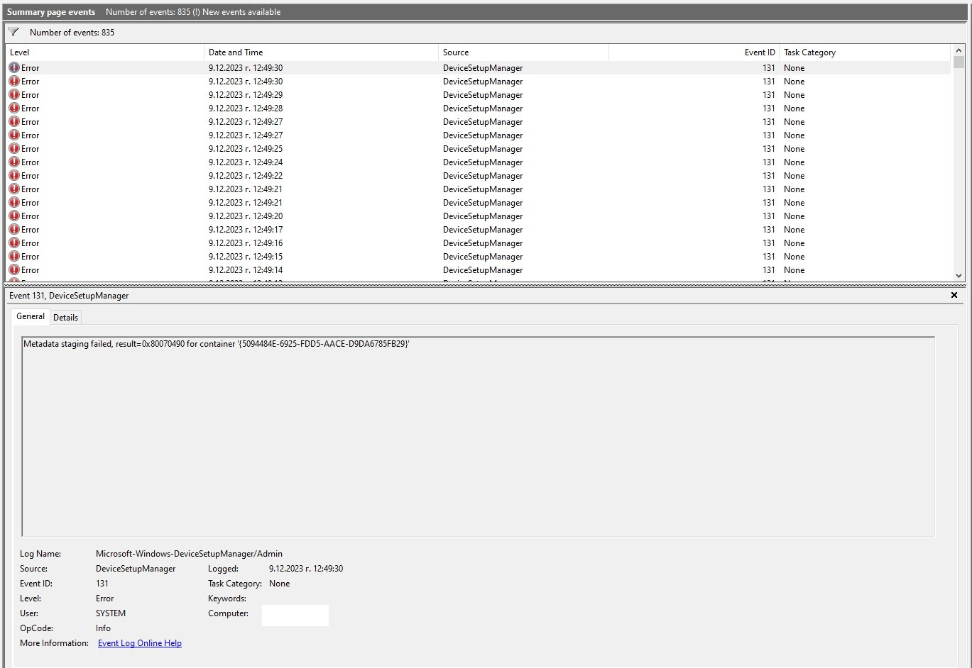 Event ID 131 - Metadata Staging Failure. Uf%2B8EvGKW7B9l7TUApMxrp%2FcM7E9U8ZSxp756wn965qZ8gr%2FDsLHNn%2FfyCUZv5FjCpjOPTrfDic02Dxvts5jE%3D.png