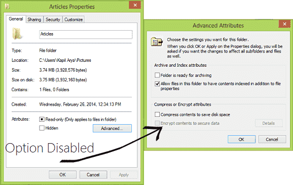 W10 'Encrypt contents of secure data' option remains flawed Unable-To-Encrypt.png