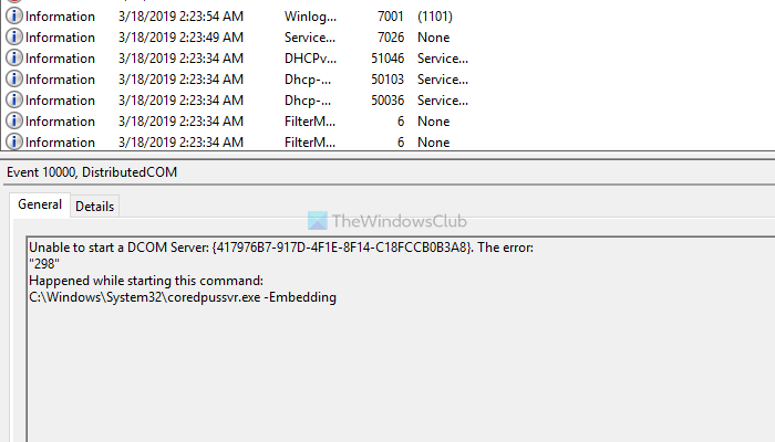 Unable to start a DCOM Server in Windows 11/10 unable-to-start-a-dcom-server-2.png