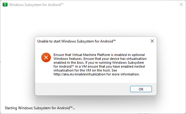 How to install Android apps on Windows 11 Unable-to-start-Windows-Subsystem-for-Android-error.jpg