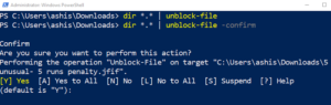 How to batch Unblock multiple files downloaded from the Internet Unblock-File-command-multiple-files-300x95.png