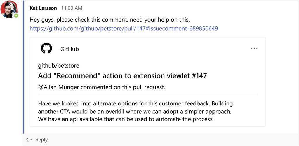Announcing the GitHub integration with Microsoft Teams unfurling.png