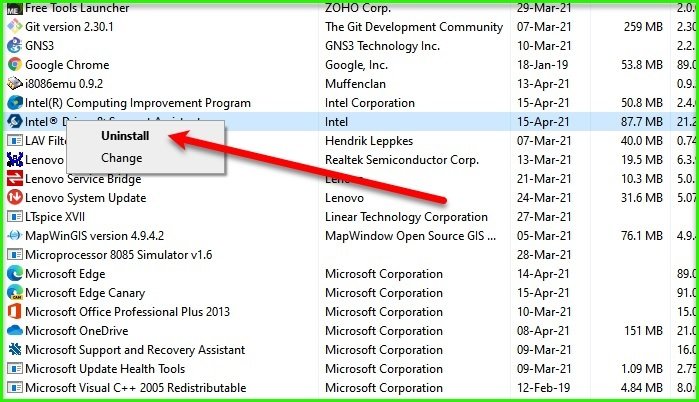 Fix ESRV.exe Application Error, The application was unable to start correctly (0xc0000142) uninstall-Intel-Driver.jpg