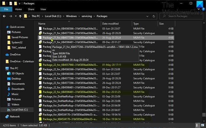 How to uninstall Windows Updates marked as Permanent without Uninstall option in Windows 10 Uninstall-Windows-Updates-without-Uninstall-option-File-Explorer.jpg