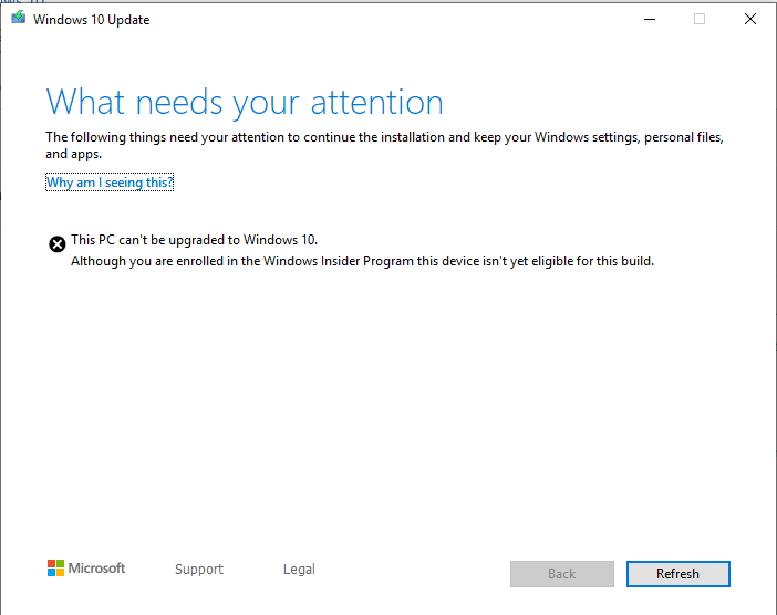 Windows 19h1 Insider preview not being able to install, why? unknown.png