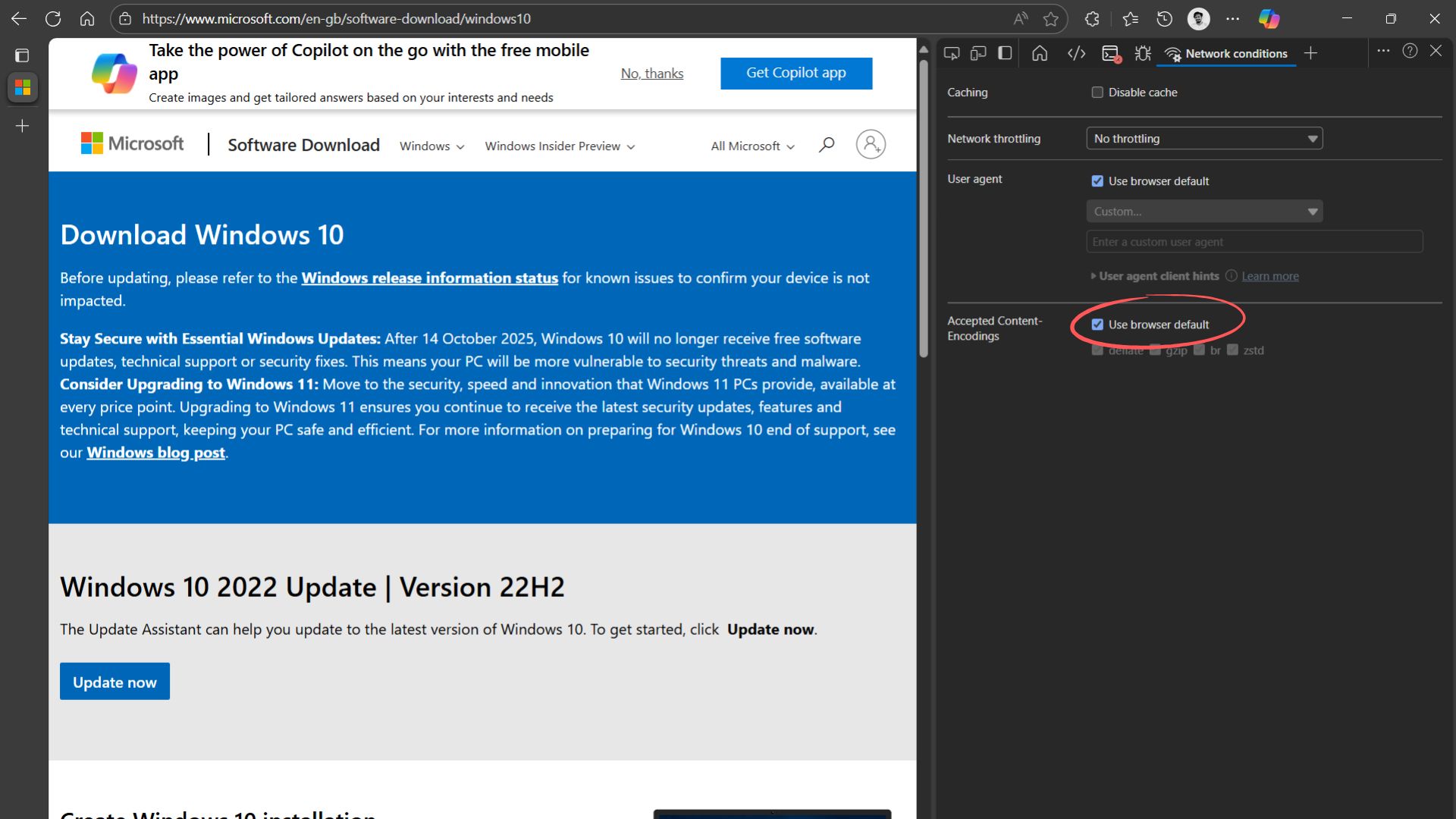 Download Windows 10 ISO files, save a copy before end of support Unselect-the-default-option-for-User-agent.jpg