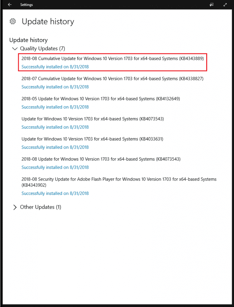 Microsoft Teams app now available for all Surface Hub devices Update-History-e1536615894637.png