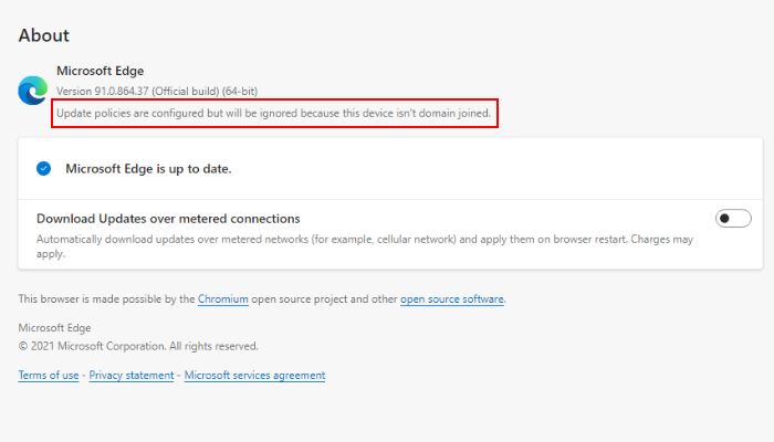 Update policies are configured but will be ignored because this device isn’t domain joined update-policies-configured-but-ignored.png