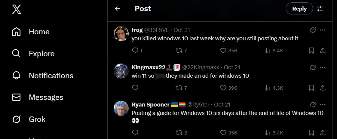 Microsoft misses Windows 10 so badly it’s still using it to promote Windows 11 Users-mocking-Microsoft-for-posting-about-Windows-10-even-after-its-end-of-support-1.jpg