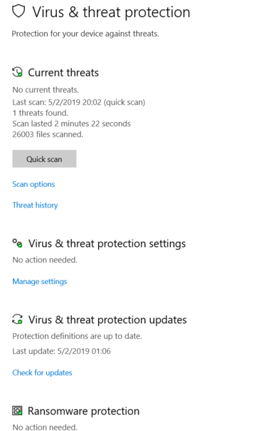 Windows Defender won't start taking actions against found threats. UWsSW.png