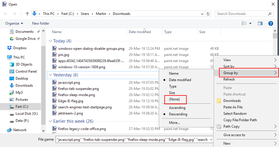 How to disable file groups in Open dialogs in Windows view-group-by-open-dialog.png