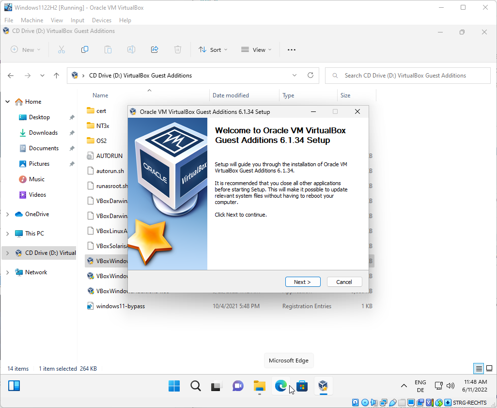 How to change the Windows screen size in VirtualBox? virtualbox-guest-additions-install.png