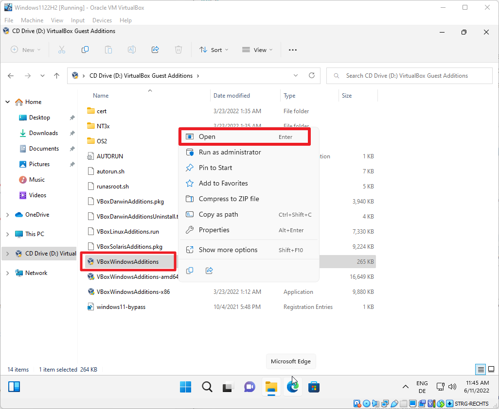 How to change the Windows screen size in VirtualBox? virtualbox-install-windows-additions.png