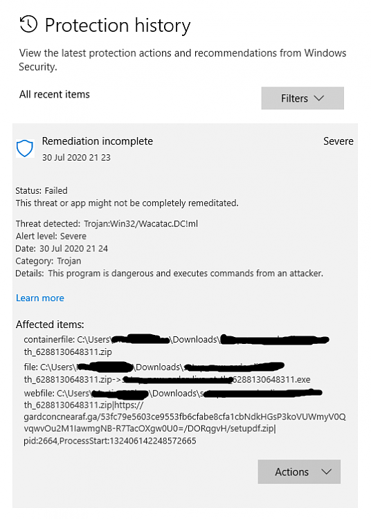 A Trojan virus that windows defender can’t remediate -virus-trojan-32-wacatac-dc-ml-not-completely-remediated-windows-pc-annotation-2020-07-30-225820.png