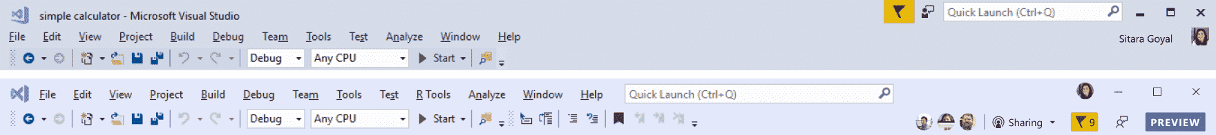 A preview of UX and UI changes in Visual Studio 2019 Visual-Studio-command-shelf-comparison.png