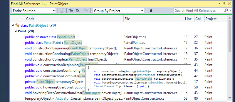 Visual Studio Community Edition 15.8.9 Odd intellisense behavior VS15Preview5-FindAllReferences.png