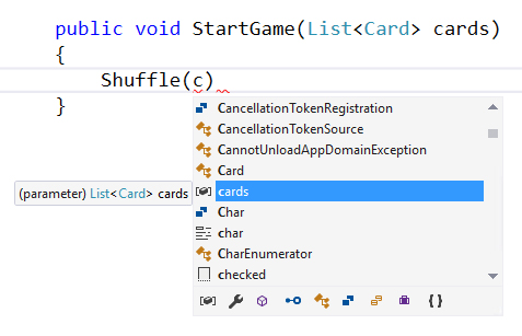 Visual Studio Community Edition 15.8.9 Odd intellisense behavior VS15Preview5-TargetTypePreselection.jpg