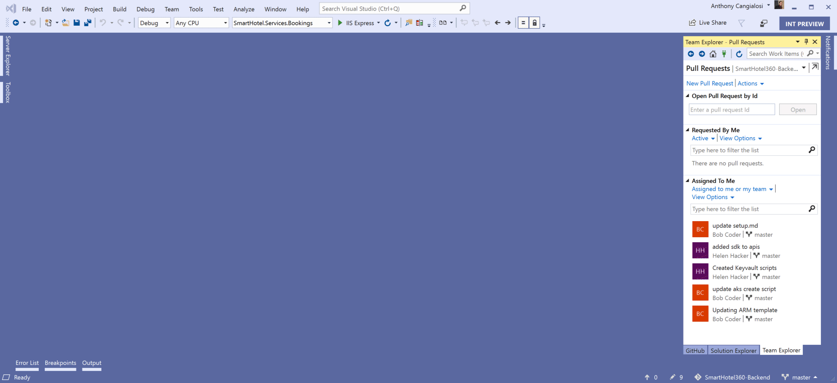 A better multi-monitor experience with Visual Studio 2019 vs2019-pull.gif