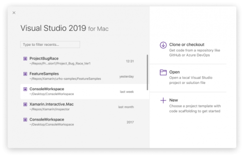 A better multi-monitor experience with Visual Studio 2019 vs4mac-start-500x322.png