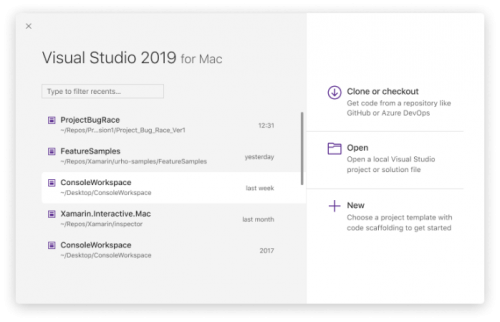 Visual Studio 2019 Preview 2 Blog Rollup vs4mac-start-500x322.png