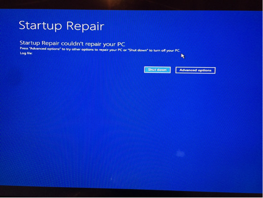 Startup repair startup repair couldn't repair your PC press advanced options to try other... VUD7b.jpg