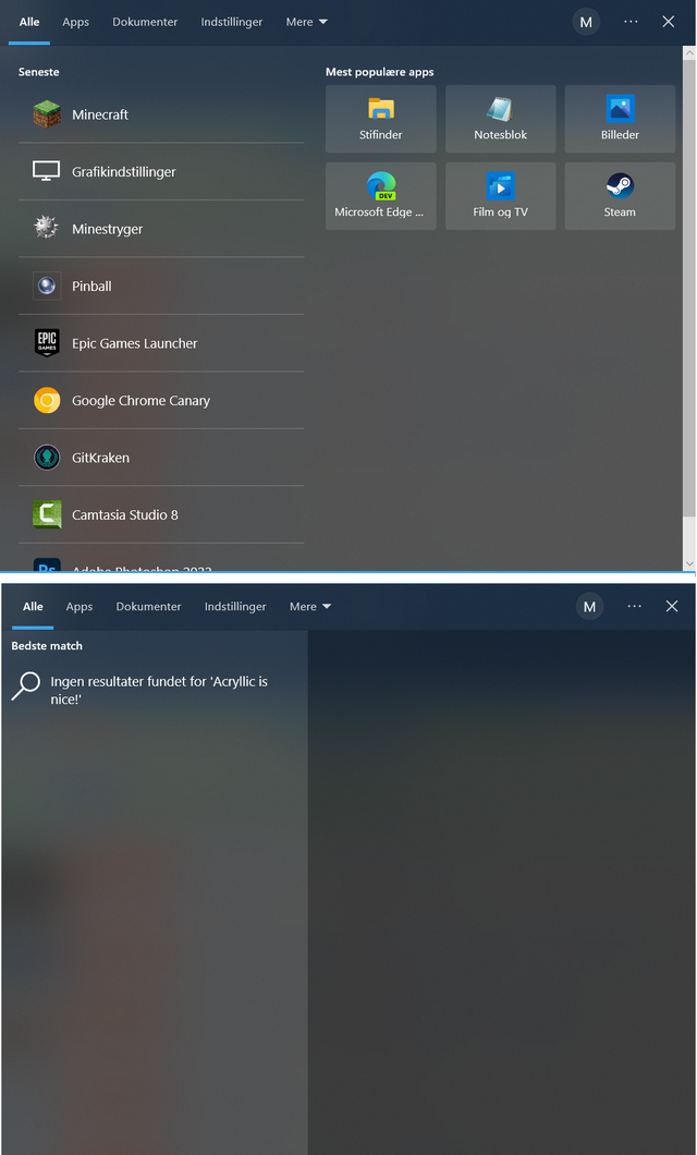 I just noticed the new Highlights feature for Search, plus a proper acrylic implementation!... vvabu0pp0jo81.png