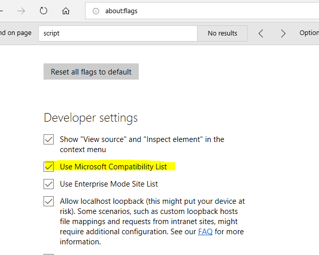 Is there a way to have Microsoft Edge always open in compatibility mode for Windows 8? vz7xZ.png
