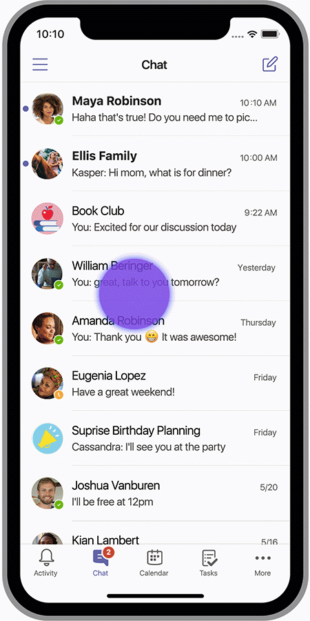 New Microsoft Teams features out in mobile preview on iOS and Android W10_20H1_iPhone_Teams_Dashboard_en-US-450-1.gif