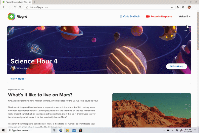 What is New in Microsoft Edge Web Experiences for October 2020 W10_20H1_Surafce_Edge_Web-Capture-EDU_3x2_en-US.gif