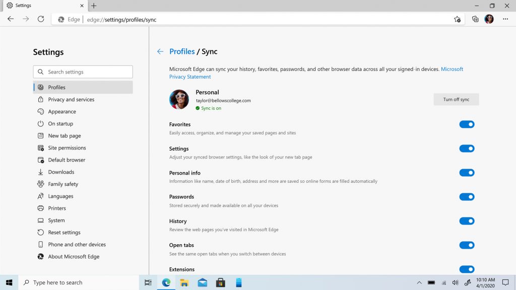 What is New in Web Experiences with Microsoft Edge for January 2021 W10_20H2_Laptop_Edge_Settings-Sync_16x9_en-US-1024x576.jpg