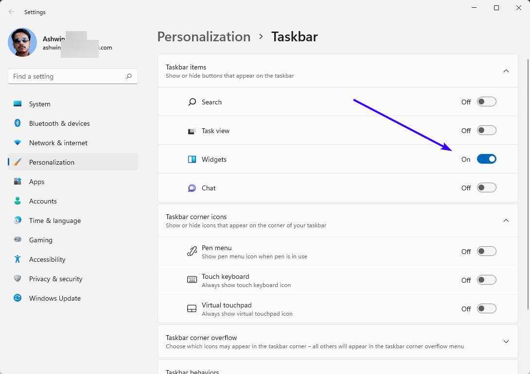 How to uninstall Widgets in Windows 11 Widgets-toggle-Windows-11.jpg