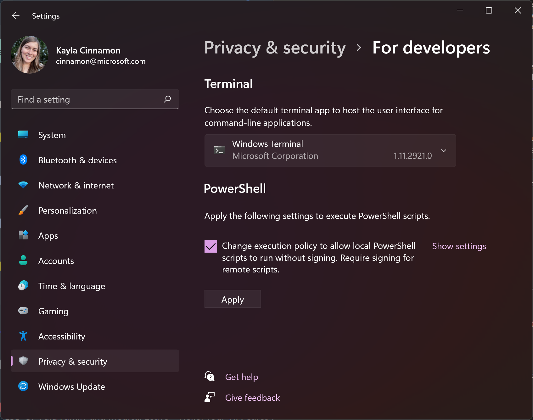 Windows 11 Insider Preview 25188 makes Windows Terminal the default command-line experience win11-defterm.png