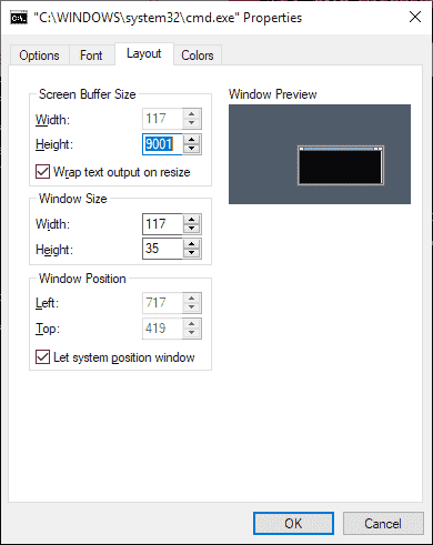 How to improve the readability of Windows console windows window-size-position.png