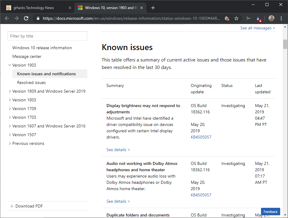 All existing issues with Windows 10 version 1903 (May 2019 Update) windows-10-1903-known-issues.png