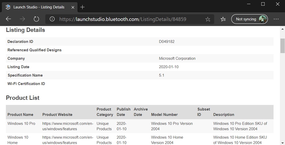 Windows 10 20H1 shows up on Bluetooth SIG ahead of launch Windows-10-20H1-Bluetooth.jpg
