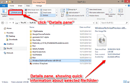 Windows 10 File Explorer details view windows-10-activate-details-pane.png