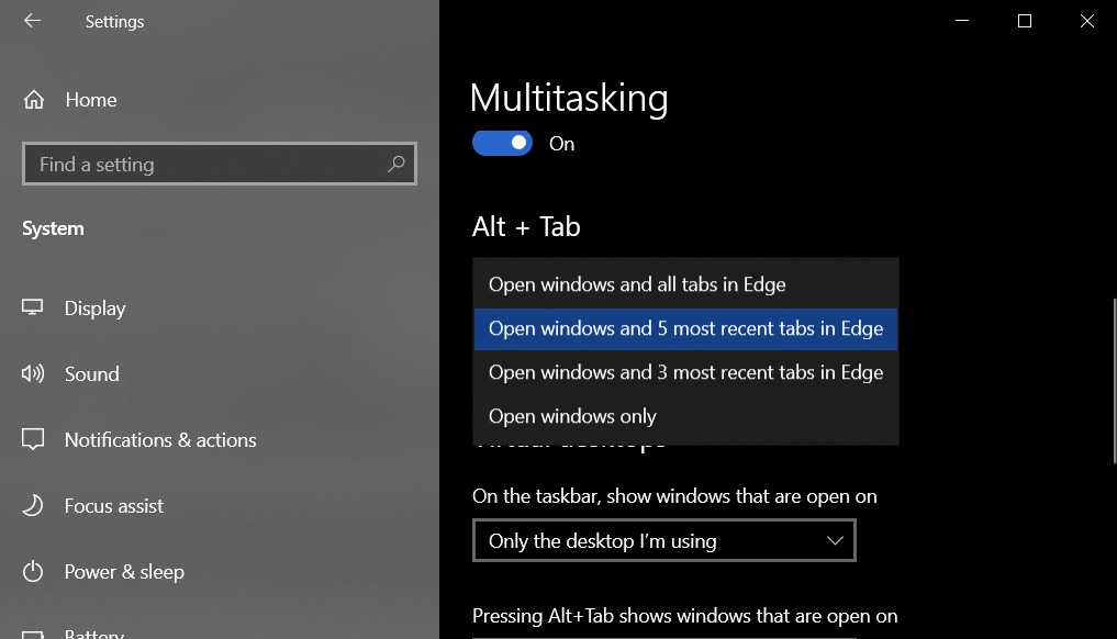 Hands-on with Windows 10 October 2020 Update: A pleasant surprise Windows-10-Alt-Tab-settings.jpg