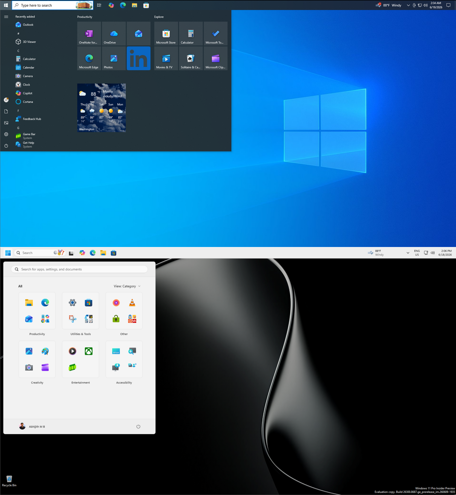Sorry Microsoft, Windows 10 taskbar is still better than Windows 11, and here’s why Windows-10-and-Windows-11-is-top-left-aligned-task-bars-e1781817062357.png