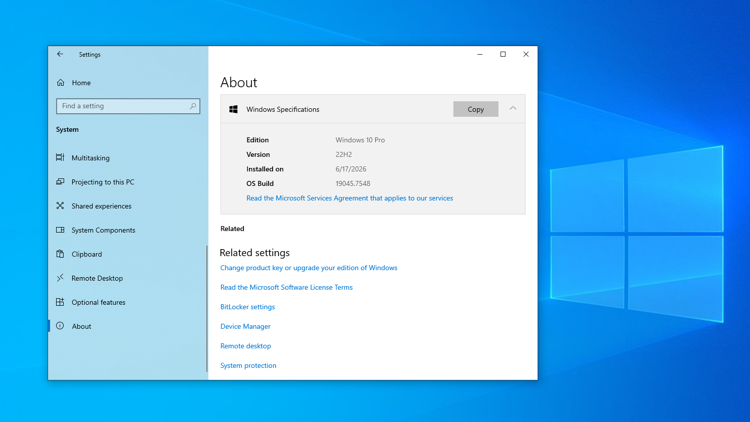 Windows 10 KB5099539 out with RDP security upgrade, direct download links for offline... Windows-10-Build-19045.7548.png